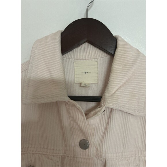 Women's Tgla cropped soft corduroy jacket light pink long sleeve Size Small - Picture 2 of 8